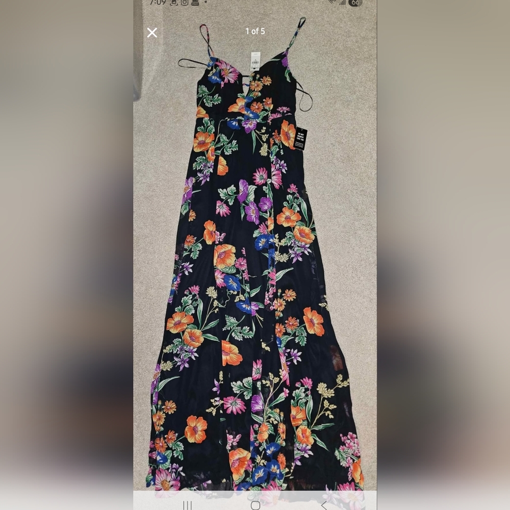 Express Floral Maxi Dress - Black, Orange, Purple